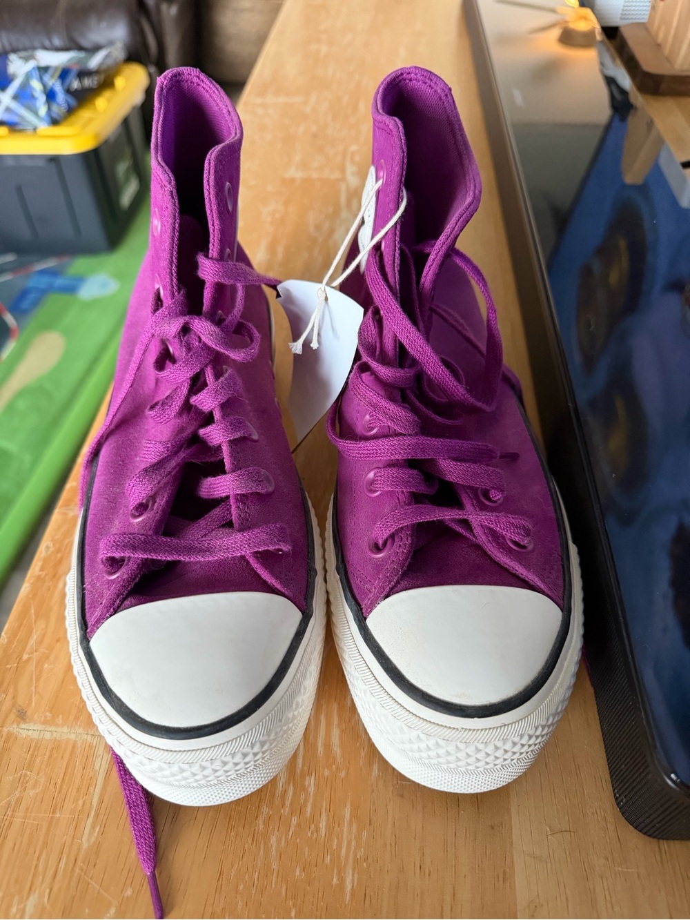 Converse Kids High-Top Sneakers in Purple and White